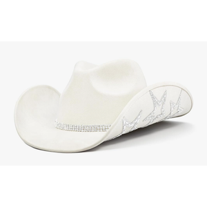 Keilin Rhinestone Cowgirl Hat Disco Cowboy Hat Felt Western Nashville Bachelorette Party Hat for Teens and Adults