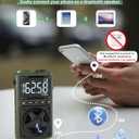 Bluetooth AM FM Shortwave Radio with NOAA Weather Alert,1250mAh Rechargeable Portable Pocket Radio with Best Reception,5W Big Speaker, Digital Tuner and Earphone,Support SD Card and USB MP3 Player