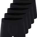 AIRCUTE Urine Incontinence Underwear for Men Washable Leak Proof Absorbency Boxer Briefs Bladder Control 60ML with Fly 5 Pack (L, Black)