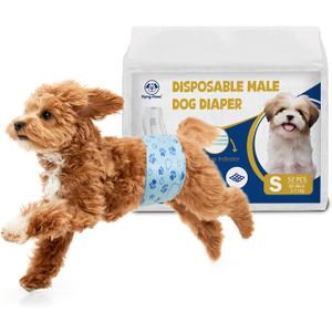 Male Dog Diapers with Wetness Indicator, Disposable Belly Band for Puppy Male Diapers, Doggie Wraps for Puppy Training, Incontinence (S, 52 Count)