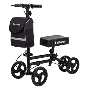  ELENKER Knee Scooter Economy Knee Walker with Dual Braking System for Injury or Surgery to The Foot, Ankle Injuries, Black