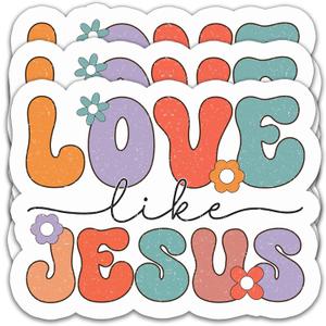 Love Like Jesus Christian Stickers  Retro Faith Waterproof Vinyl Decals for Laptop, Water Bottle, Tumbler, Scrapbooks  Inspirational Religious Quote  3 x 2.3 Inch (3Pack)