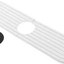 dophee Faucet Mat for Kitchen Sink, Diatomite Fast Drying Stone Sink Tray Faucet Splash Guard Absorbent Mat for Bathroom Counter, 17.7"x3.9", White