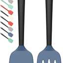 Coukre 2 Pack Silicone Spatula Set, High Heat Resistant, BPA Free Kitchen Spatula, Solid & Slotted Turner for Non-Stick Pans, Sauting, and Flipping (2, DarkBlueBlack)