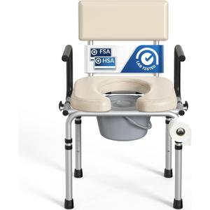 M77 Drop Arm Bedside Commode, Portable Toilet for Adults 400lbs