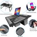 Laptop Lap Desk, Lap & Bed Desk with Adjustable Cushion, Fit up to 17" Laptop Stand for Couch, Foldable Computer Tray Table for Adults, with Wrist Rest, Tablet & Phone Holder, Mouse Pad
