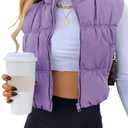SySea Women's Crop Puffer Vest Winter Zip Up Lightweight Sleeveless Warm Outerwear Padded Coat, Medium
