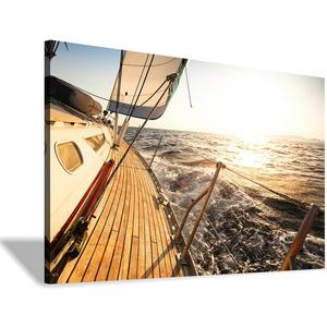 Hardy Gallery sailboat wall art coastal pictures: sunset wall decor sailing artwork nautical ocean print in canvas painting for bathroom 11" x 16"