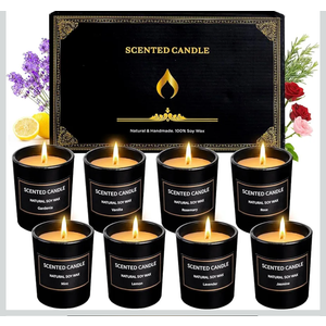 8 Pack Scented Candles Set for Men&Women, Aromatherapy Soy Candles for Home Scented, Holiday Candles Black Mens Candle Gift Set for Christmas, Birthday, Anniversary