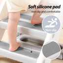 Mloong Kids Step Stool Foldable for Bathroom Sink, Easy Folding Non-Slip Bathroom Stool Toilet Potty Training, Adjustable Toddler Ladder Kitchen Counter Helper