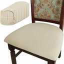 BUYUE Dining Room Chair Seat Covers Set of 6, TPU not Mixed, Friendly Jacquard Fabric Stretch Washable Slipcover for Kitchen Seat Cushions, Beige-6PCS