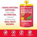 Designer Wellness Energy Smoothie, Real Fruit, 100mg Natural Caffeine, 5g Protein, Low Carb, Zero Added Sugar, Gluten-Free, Strawberry Watermelon, 12 Count