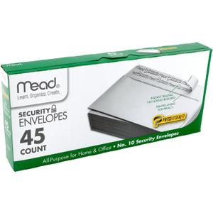 Mead #10 Envelopes, Security Printed Lining for Privacy, Press-It Seal-It Self Adhesive Closure, All-Purpose 20-lb Paper, 4-1/8" x 9-1/2", White, 45 per Box (75026)