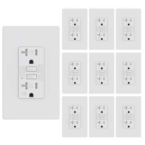 WEBANG 20Amp GFCI Outlet, Tamper Resistant/Weather Resistant Receptacle, Ground Fault Circuit Interrupter with LED Indicator, Screwless Wall Plate with Thinner Design, ETL Listed, Matte White, 6 Pack