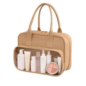 Toiletry Bag with Clear Window,Lightweight Travel Makeup Organizer with Handle,Ita Bag Style for Cosmetics & Pins