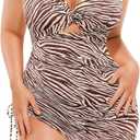 SHAPELLX One Piece Swimsuit Women Tummy Control Full Coverage Bathing Suit with Mesh Wrap Skirt Modest Swim Dress (Brown, XL)