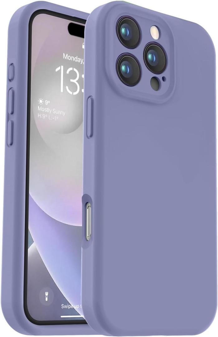 Vooii Compatible with iPhone 16 Pro Max Case, Liquid Silicone Upgrade [Camera Protection] [Soft Anti-Scratch Microfiber Lining] Shockproof Phone Case for iPhone 16 Pro Max 6.9 inch - Lavender Grey