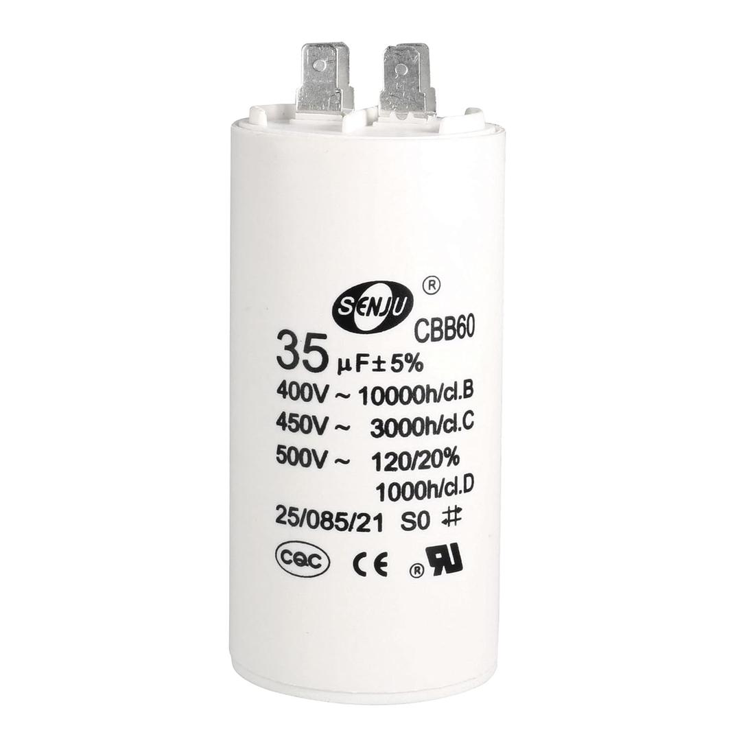 uxcell CBB60 Run Capacitor 35uF 450V AC Double Insert 50/60Hz Cylinder 92x44mm White for Air Compressor Water Pump Motor