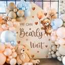 Baby Shower Sign Decorations Decal We Can Bearly Wait Sign for Backdrop Gender Reveal Party Decoration for Balloon Arch Boy or Girl Sticker Baby Bear Welcome Signs for Pregnancy Party Photo Background, Red Brown