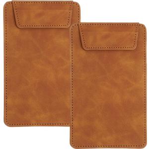 uxcell 2 Pack Mini Clipboard, 6" x 4" Leather Small Clipboard with Pen Holder, A7 Size Magnetic Writing Clip Boards for Business, Office,Restaurant and Hotel (Brown)