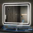 YITAHOME 40 x 32 Inches LED Bathroom Mirror, Front Light and Backlit, Motion Sensor, 10X Magnifying Glass, 3 Colors Dimmable, 5mm Tempered Glass, Anti-Fog, Wall Mounted Mirror-Horizontally Only