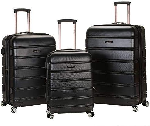 Rockland Melbourne Hardside 3 Piece Expandable Spinner Wheel Luggage Set, (20"/24"/28"), Black