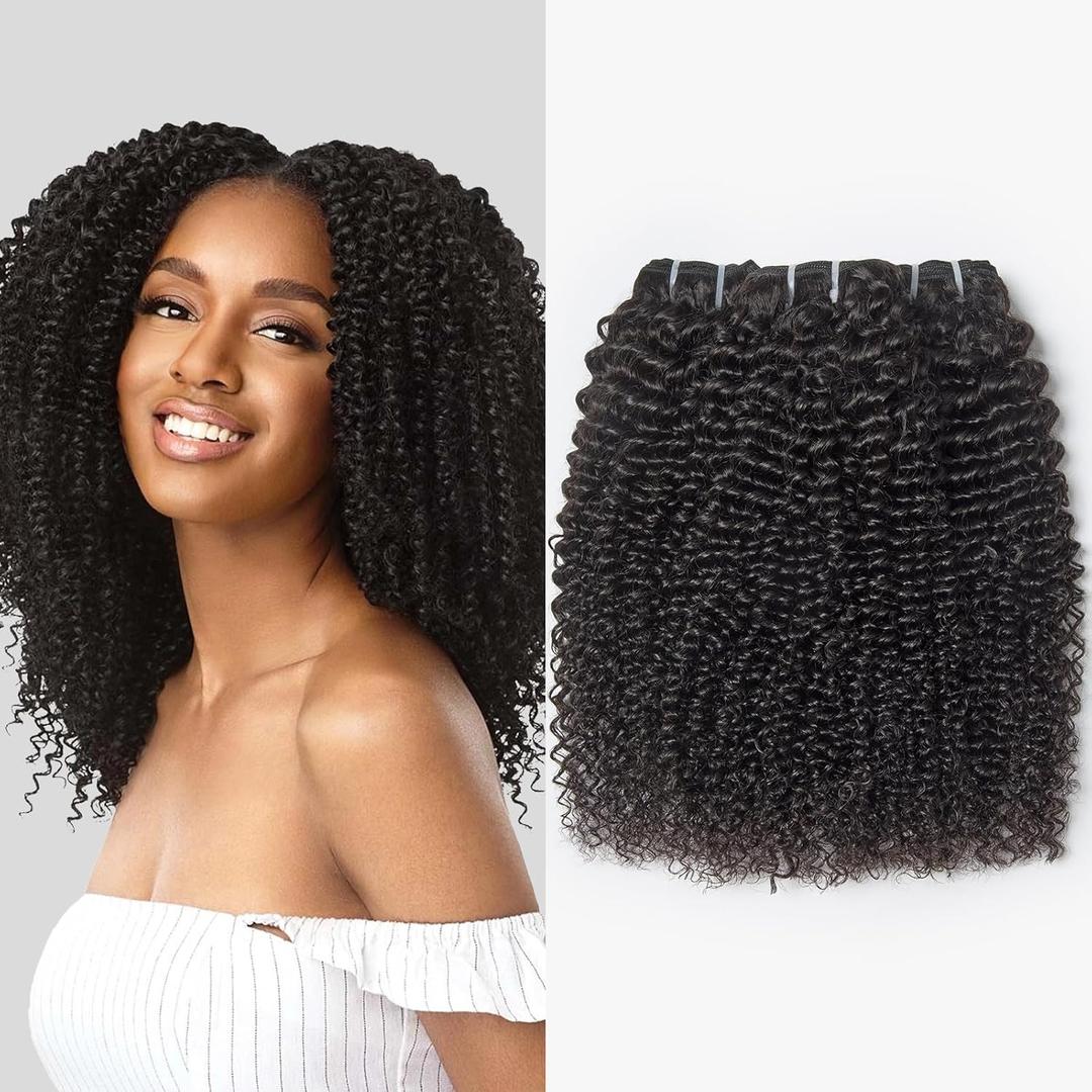 WEQUEEN Kinky Curly Human Hair Bundles 3c/4a 100% Virgin Brazilian Kinkycurly 3 Bundles 16 18 20 Inch Natural Look Quick Weave Human Hair