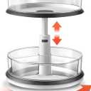 2 Tier Lazy Susan Organizer Clear Turntable for Cabinet Bathroom Countertop and Pantry with Large Spice Rack (11 Inch, White)