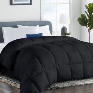 COHOME Premium Queen Size Comforter, All-Season Quilted Down Alternative Duvet Insert, Luxury Hotel GentleSoft Comforter with Anti-Clump Tech & 8 Tabs - Reversible - Black 88x88 inches