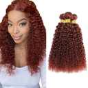 Reddish Brown Bundles Human Hair Copper Curly Hair Extensions Copper Brown Kinky Curly Bundles Double Weft For Women 10 12 14 Inch