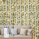 Vines with Light for Bedroom, 9.8 FT * 9.8 FT Artificial Ivy with 240 Led Curtain Lights 8 Flshing Modes with Timer/Dim/Speed Room Vines for Bedroom Wall Weddings Party Garden Festival Decor