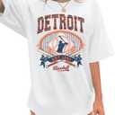 Baseball Shirt Women Oversized Baseball Game Day Shirts Fan T-Shirt Short Sleeve Tee Top (White, XL)