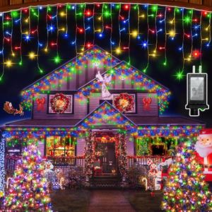 670 LED 66FT Christmas Lights with 148 Drops, 12 Modes Dimmable Multicolor Outdoor Hanging Lights with Timer Memory, Waterproof Curtain Lights for Home Bedroom Indoor Tree Window Roof Fence Wedding