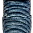 GENIQUE Real/Genuine Round Leather String Cord for Necklace, Bracelets, Jewellery, Braiding (2mm, Blue Distressed)