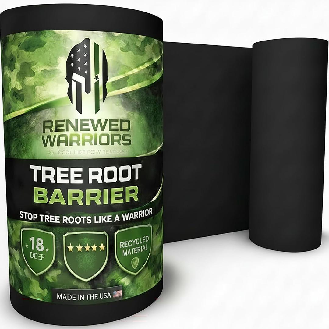Tree Root Barrier Roll, HDPE Plastic Root Barrier Shield for Trees Aspens Invasive Roots, Puncture Resistant Easy Install Landscape Barrier for Yard Garden 18inx35Ft - 62.5mil