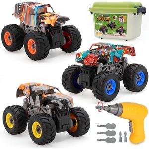 Take Apart Monster Truck STEM Toys for 3-8 Year Old Boys Girls,Educational Building Toys with Electric Drill & Storage Box Gift Birthday Christmas for Boys Girls Kids Toddlers