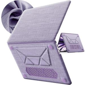 for MacBook Air 13.6 inch Case, Foldable Stand, Hard Shell, Woven Fabric Cover for MacBook 13 Inch 2025/2024/2022,M4 M3 M2 (Models A3240/A2681/A3113), Purple