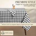 Gingham Buffalo Check 52"x70" Tablecloth 100% Cotton Washable Rustic Rectangle Table Cover Decorative for Gifts, Dining, BBQ, Buffet Parties & Camping - Grey