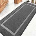 OLANLY Front Door Mat Indoor Outdoor Entrance, Waterproof All-Season, All-Weather Doormat, Sturdy Natural Rubber, Fade Resistant, Low Profile, Easy Clean Patio Porch Entryway Mat, 59x20, Dark Grey