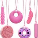 Chew Necklaces for Sensory Kids, Silicone Chewy Necklace for Children with Autism, ADHD, SPD, Chewing, 6 Pack Autism Sensory Toys