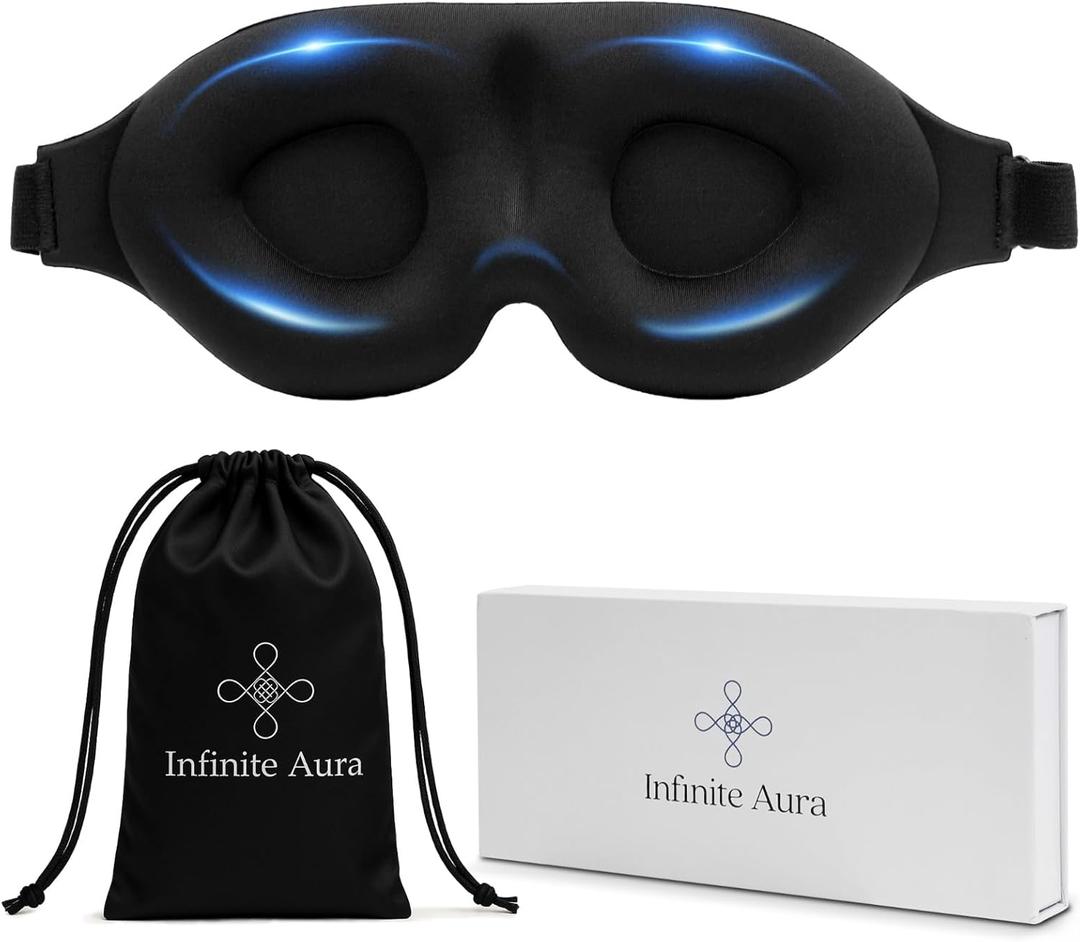 Infinite Aura Sleep Mask 3D Contoured Eye Mask for Sleeping, Adjustable Strap, Memory Foam, Lightweight & Breathable Blindfold for Travel, Naps, Meditation