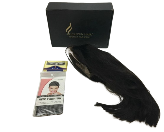 Hair Black Weaving Cap Wig and Eyelashes Kit