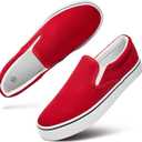 Women's Slip on Shoes Canvas Sneakers Loafers Non Slip Shoes Low Top Casual Shoes (11, Red)