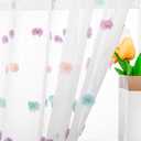 MYSKY HOME Pom Pom Curtains for Girls Bedroom Rainbow Nursery Curains for Boys Kids Room Colorful White Sheer Curtains for Living Room Playroom Rod Pocket Window 52" x 63" Set of 2