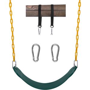 Sunnyglade Swings Seats Heavy Duty with 66" Chain, Playground Swing Set Accessories Replacement with Snap Hooks and Hanging Strap Support 440lb (Green)