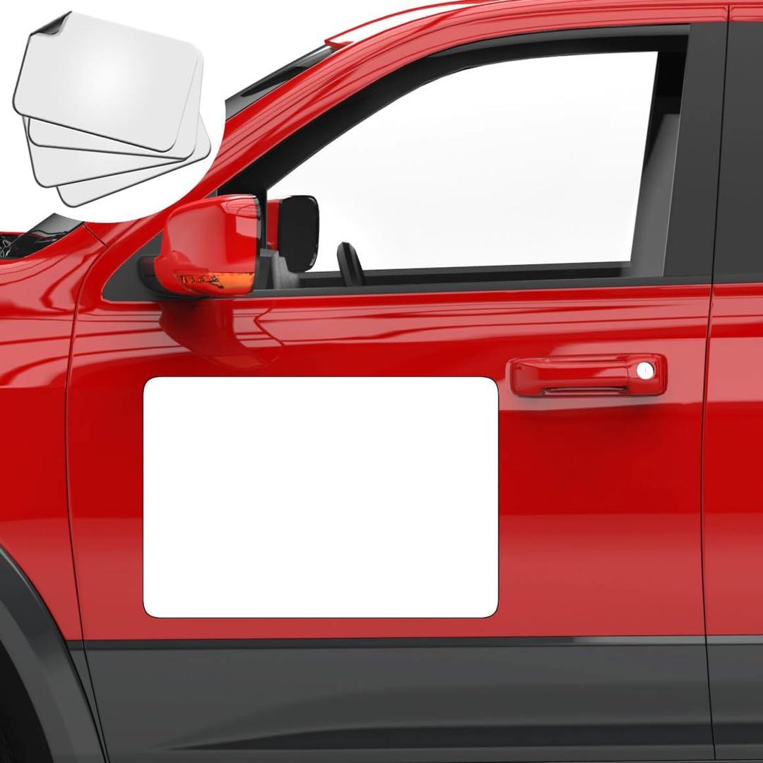 Pack of 4 Blank Car Door Magnet Sticker, Rounded Corners Magnetic Vehicle Sign, Perfect Magnet for Car to DIY Advertise Business and Cover Company Logo, Personalized Magnet Decal, 18x12 inch White