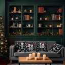 Breling 6 Pcs Gothic Christmas Pillow Covers 18 x 18 Inch Funny Skeleton Dancing Pillow Case Gothic Christmas Decor for Xmas Holiday Winter Living Room Home Sofa Couch Decor