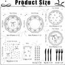168PCS Black White Bow Birthday Party Decorations Paper Plates Napkins Cups Forks Knifes Tableware Set Bowknot Themed Supplies Bachelorette Wedding Bridal Shower Decor Serve 24 Guests