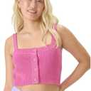 florence by mills Women's Bright Side Button-up Knit Cropped Tank, L