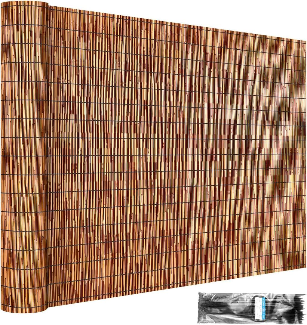 ZNCMRR Reed Fencing Rolls Fencing 4ft High Roll Reed Screen for Balcony Patio Garden Backyard 4FT X 16.4FT Privacy Fence Brown